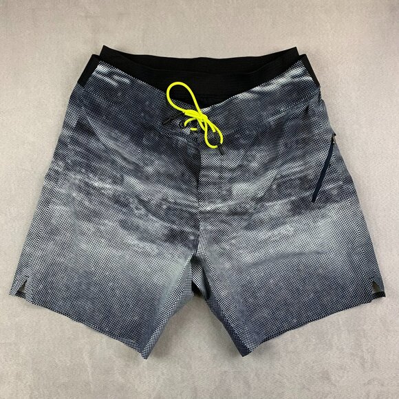 Lululemon Men Swim Trunks 36 Blue White Spotted El Current Board Shorts Lined 8" - Picture 1 of 12